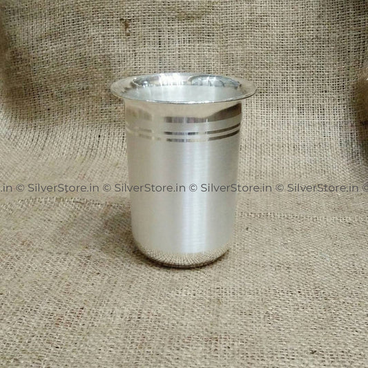 Silver Glass - Milk Pattern With 990 Bis Hallmark Pure Silver Glass