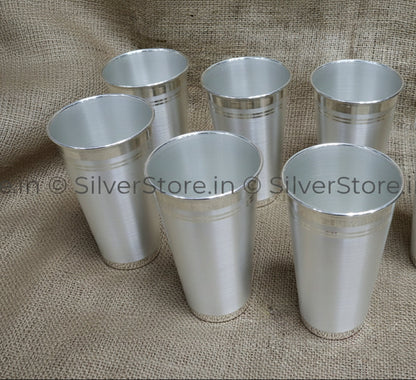 Silver Glass - Punjabi Lassi Glass Pattern 990 Bis Hallmarked Pack Of 6 Pure Silver