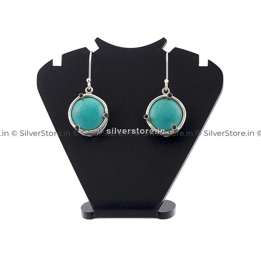 Silver Hoop Earring With Stone Earing