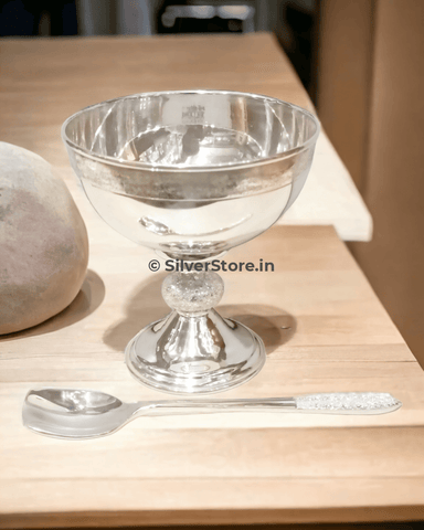 Silver Icecream Cup & Spoon Set - 925 Pack Of 2 Pcs