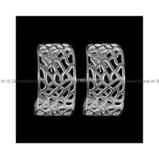 Silver Jali Hoop Earing