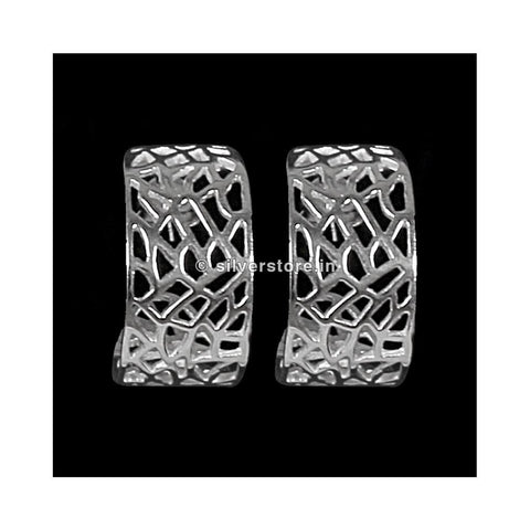 Silver Jali Hoop Earing