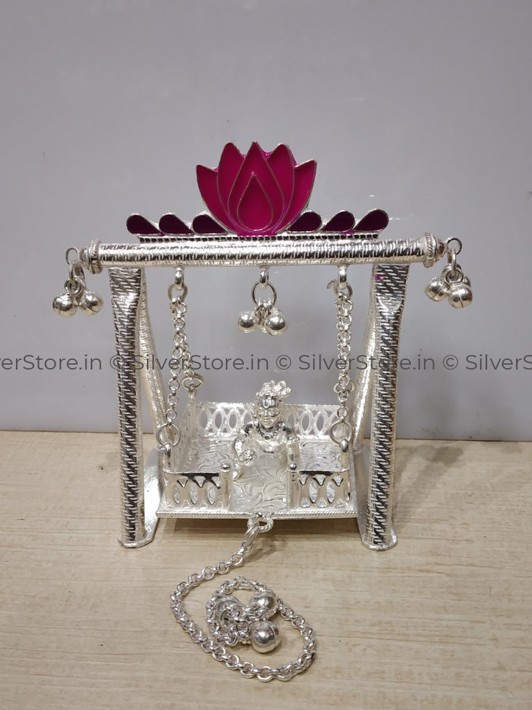 Silver Jhula - 925 Silver Small Size Lotus Pattern