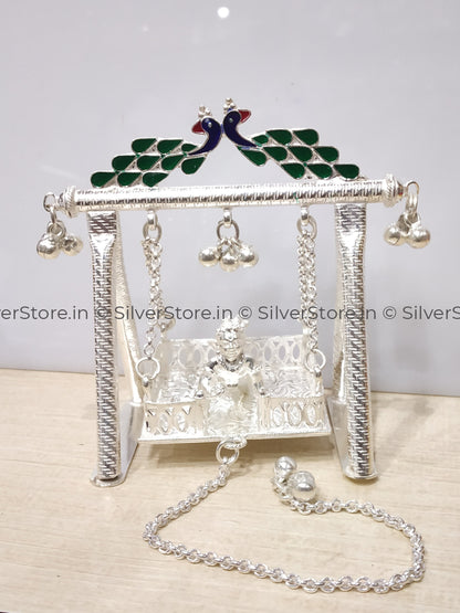 Silver Jhula - 925 Silver Small Size Peacock Pattern