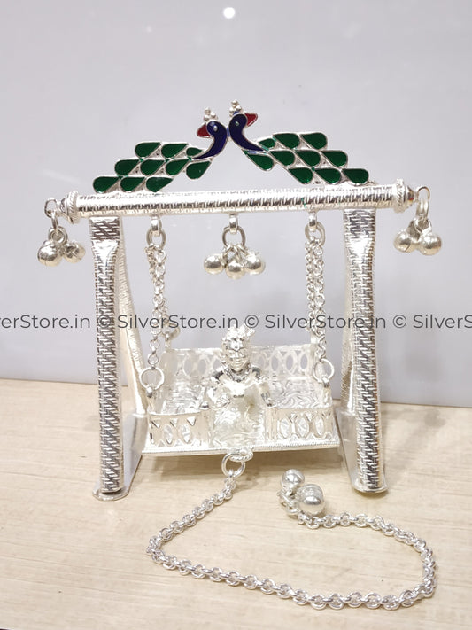 Silver Jhula - 925 Silver Small Size Peacock Pattern