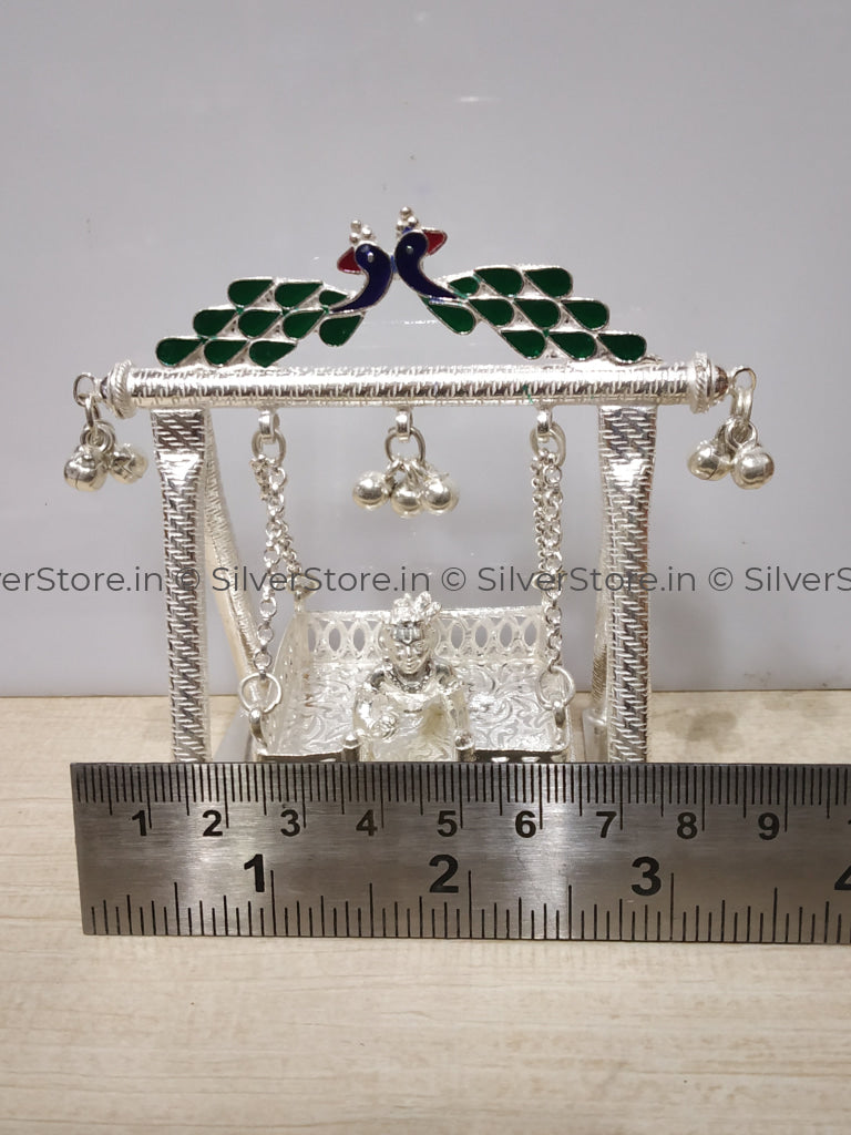 Silver Jhula - 925 Silver Small Size Peacock Pattern