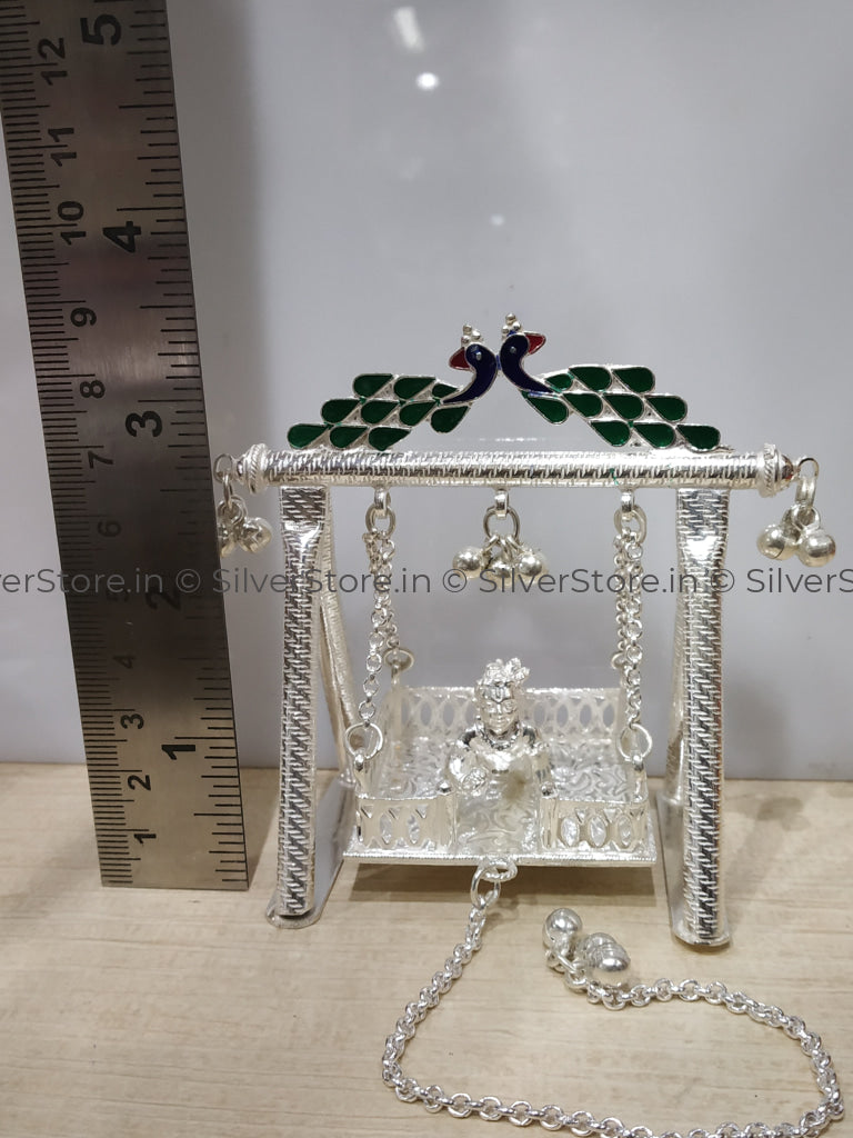 Silver Jhula - 925 Silver Small Size Peacock Pattern