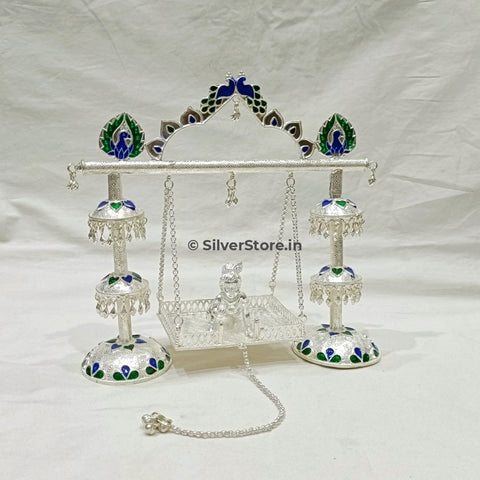 Silver Jhula - Swing 925 Pure Silver Jhumar Pattern Pooja Item