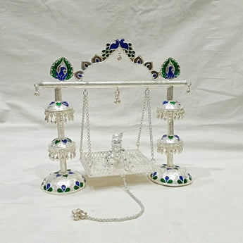 Silver Jhula - Swing 925 Pure Silver Jhumar Pattern Pooja Item