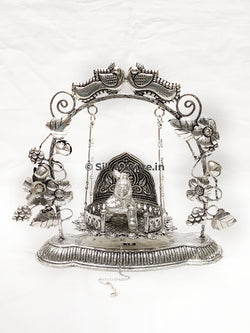Silver Jhula With Bal Gopal - 925 Swing Silver Gifts