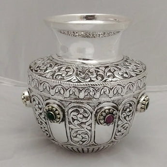 Silver Kalash - Antique Finish With Stone Work 925 Bis Hallmarked