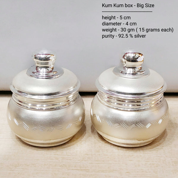 Silver Kum Box - Big Size Pack Of 2 Pooja Item