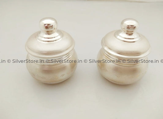 Silver Kum Box - Pack Of 2 Pooja Item