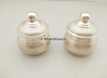 Silver Kum Box - Pack Of 2 Pooja Item