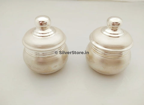 Silver Kum Box - Pack Of 2 Pooja Item