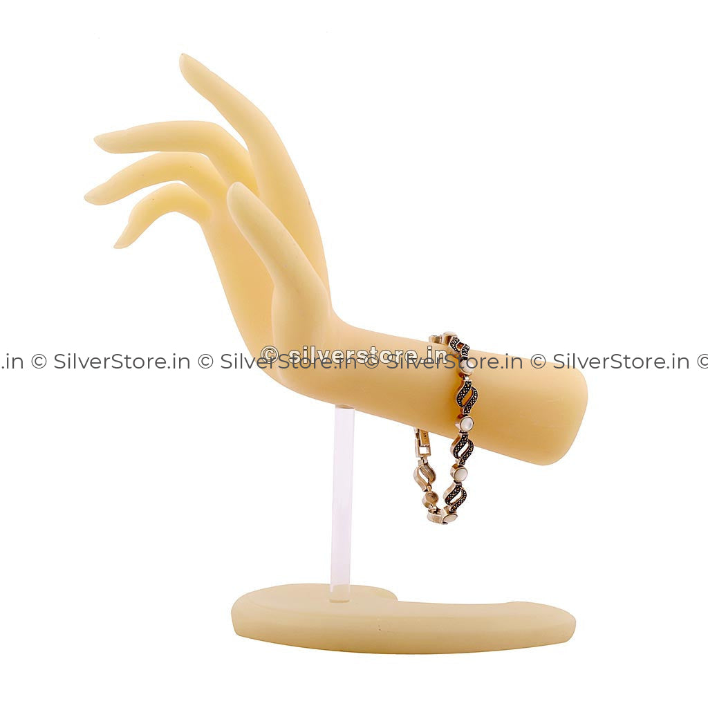 Silver Marcasite Wavy Motif Pearl Bracelet For Woman Womens Bracelets