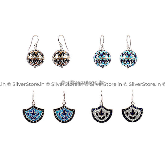 Silver Meenakari Earing