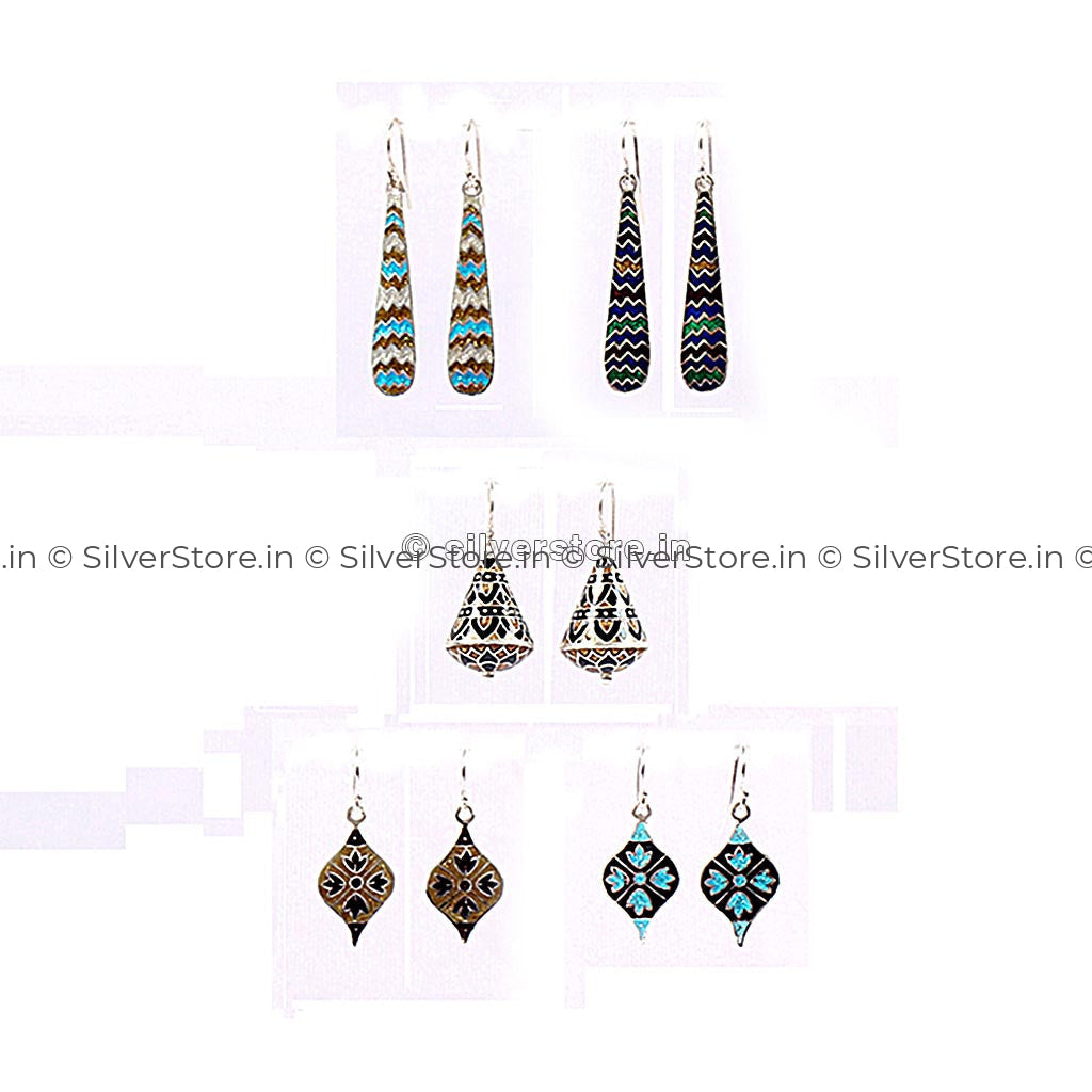 Silver Meenakari Earing