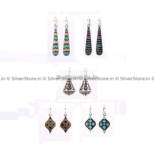 Silver Meenakari Earing