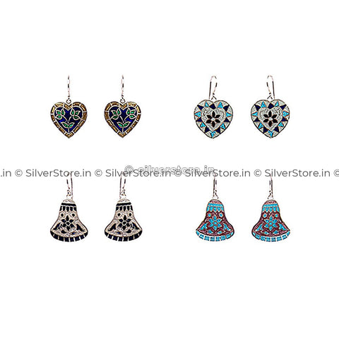 Silver Meenakari Earing
