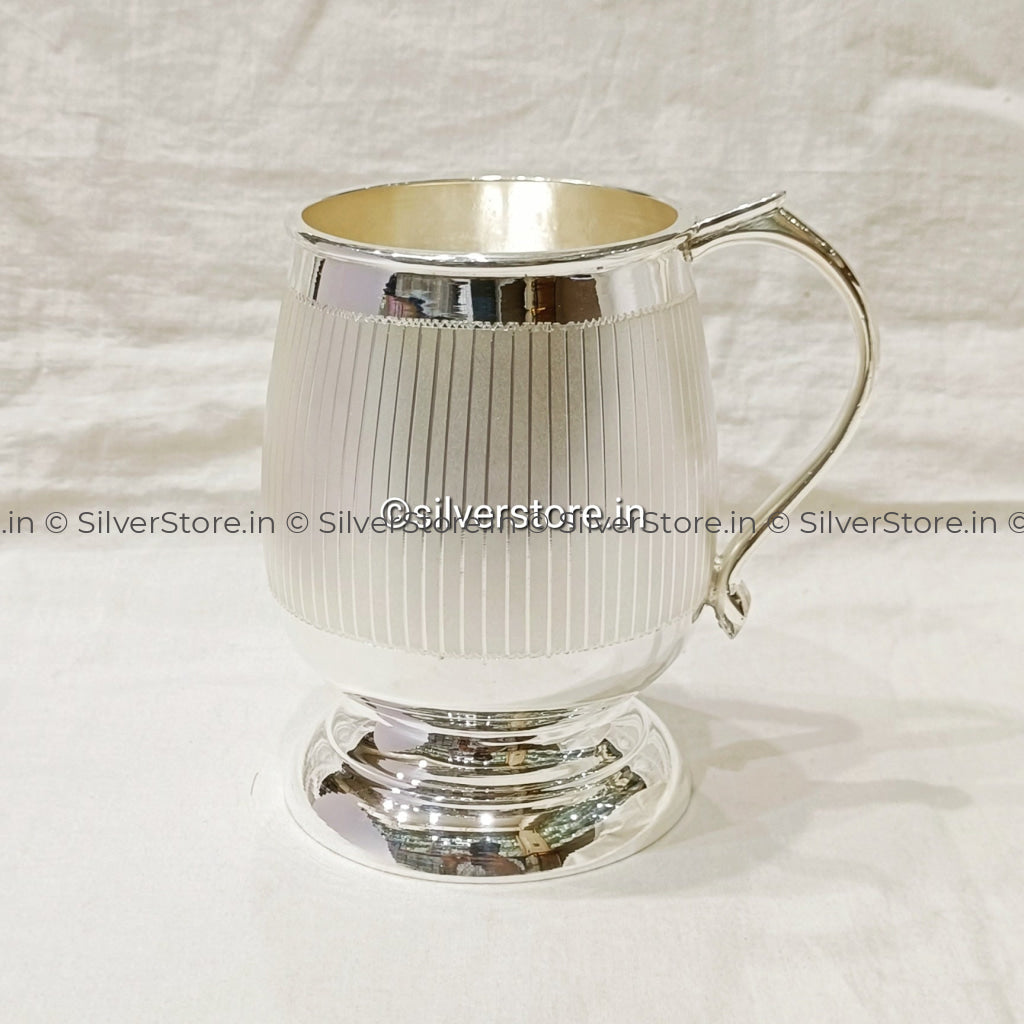 925 Silver Ribbed Mug with Handle 350ml BIS Hallmark – SilverStore.in