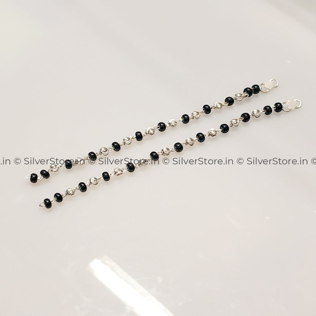 Silver Najariya With Black Beads Baby Gifts