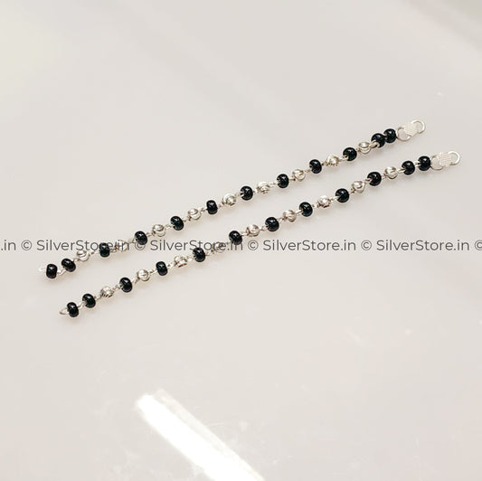 Silver Najariya With Black Beads Baby Gifts