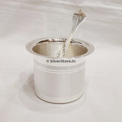 Silver Panchpatra With Aachmani - Bis Hallmarked Pooja Item
