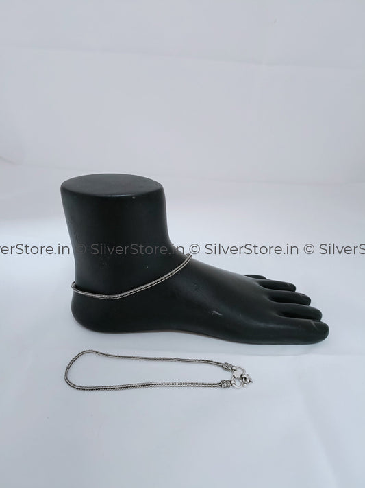 Silver Payal / Anklet - 925 Foxtrail Chain Pattern An-10