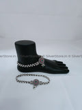 Silver Payal / Anklet - 925 -Gajra Pattern With Beads & Broch An-9