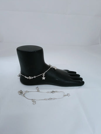 Silver Payal / Anklet - 925 Hanging Star Pattern An-11