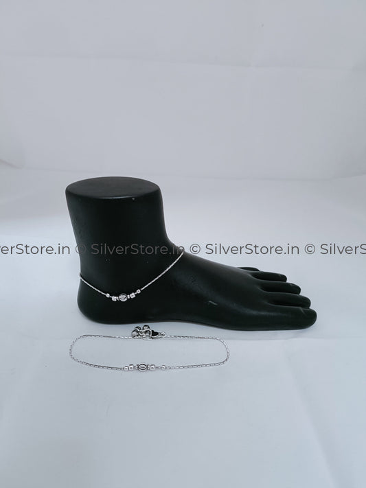 Silver Payal / Anklet - 925 -Shell Bead Pattern An-7