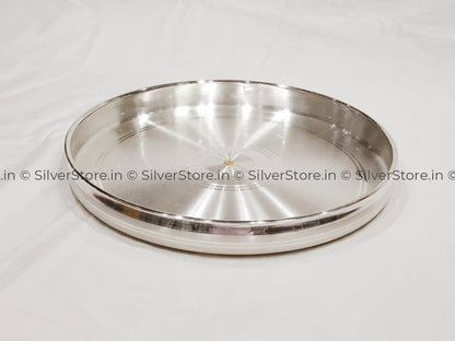 Silver Plate / Thali - Gold Flower In The Center Ashapura Pattern 990 Bis Hallmarked