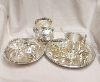 Silver Pooja Set - Pack Of 12 Items Pooja Item