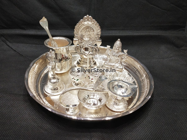 Silver pooja set - pack of 9 items – SilverStore.in