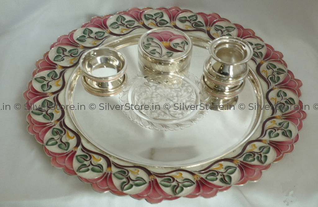Silver Pooja Thali - 925 Bis Hallmarked Pooja Item
