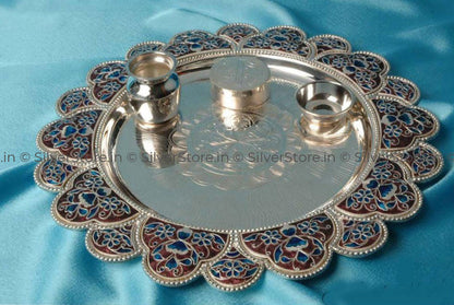 Silver Pooja Thali - 925 Bis Hallmarked Pooja Item