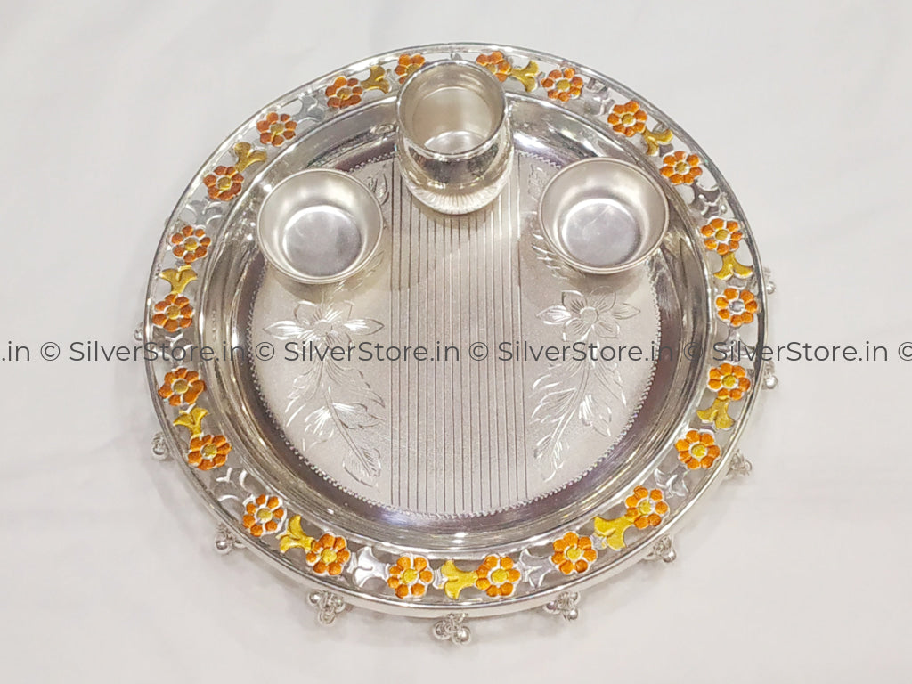Silver Pooja Thali - 925 Bis Hallmarked Pooja