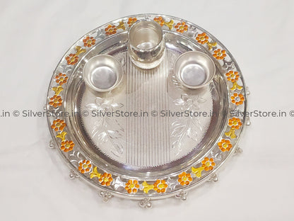 Silver Pooja Thali - 925 Bis Hallmarked Pooja