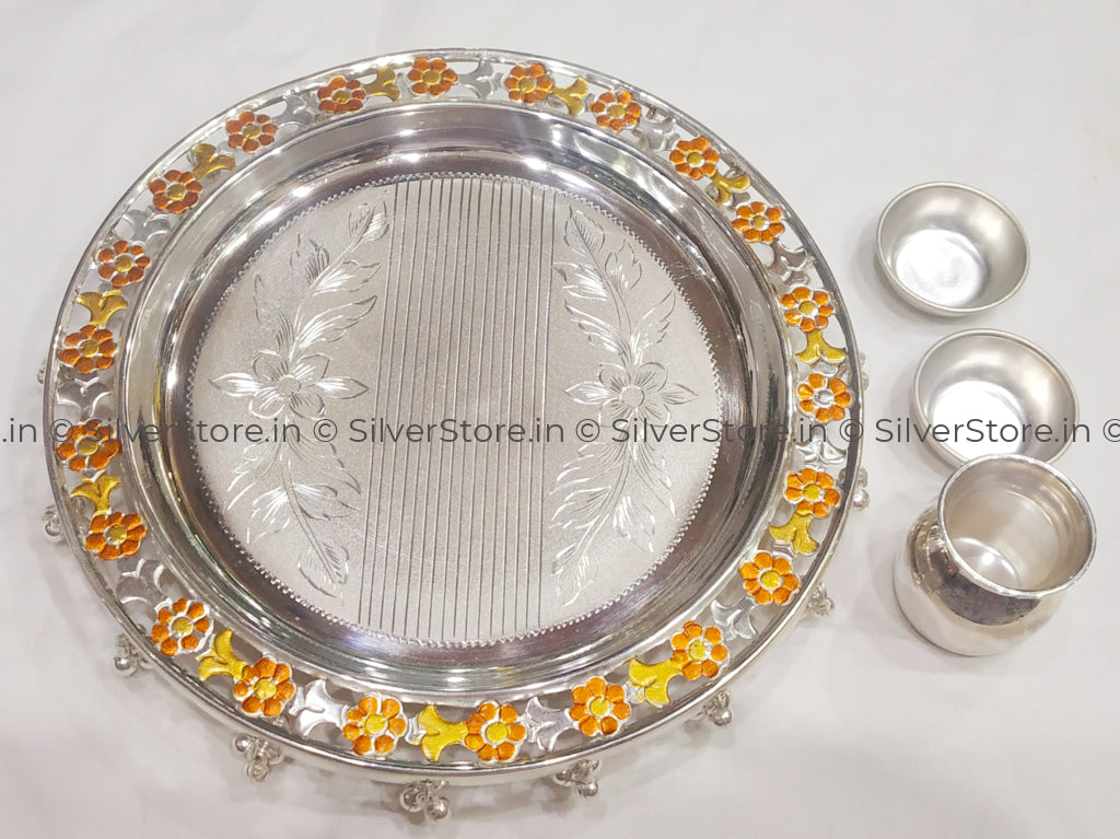 Silver Pooja Thali - 925 Bis Hallmarked Pooja