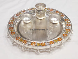 Silver Pooja Thali - 925 Bis Hallmarked Pooja