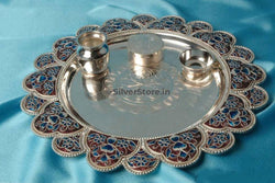 Silver Pooja Thali - 925 Bis Hallmarked Pooja Item
