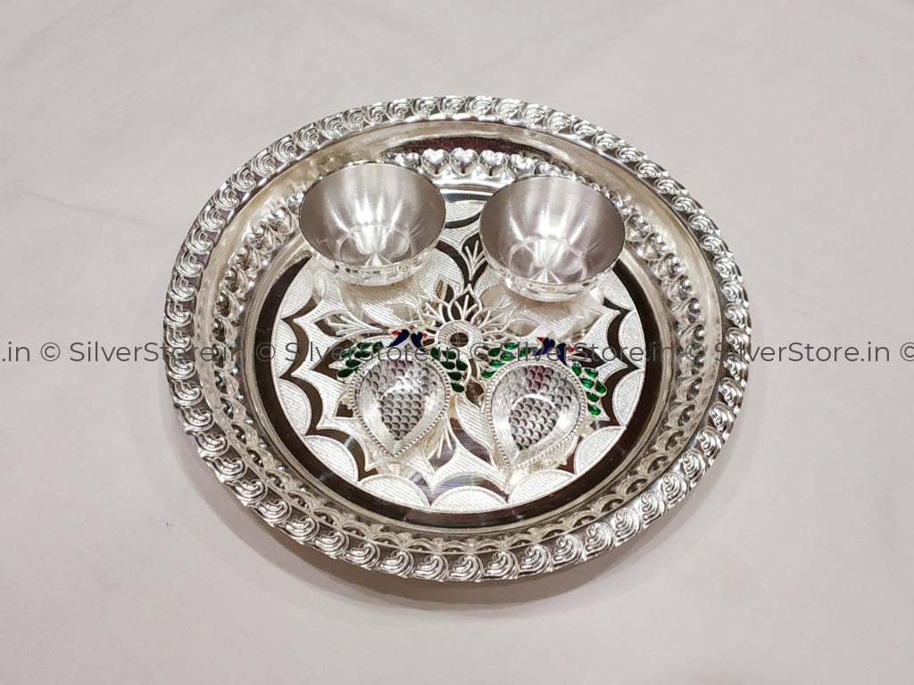 Silver Pooja Thali - Pack Of 5 Pooja