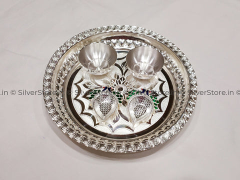 Silver Pooja Thali - Pack Of 5 Pooja