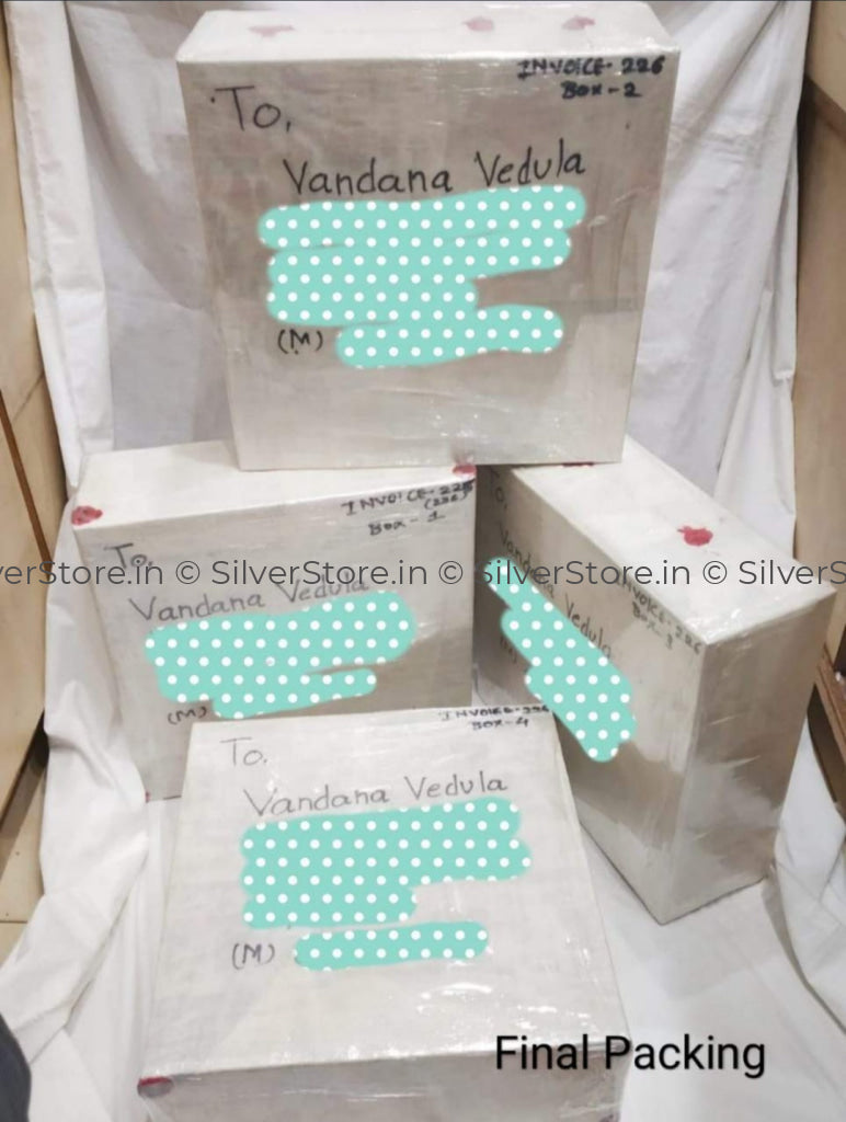 Silver Pooja Thali- Pack Of 8 Items