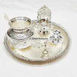 Silver Pooja Thali Set - 925 Silver -9 Size Pack Of 6