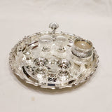 Silver Pooja Thali Set - 925 Pack Of 6 Silver Pooja Thali