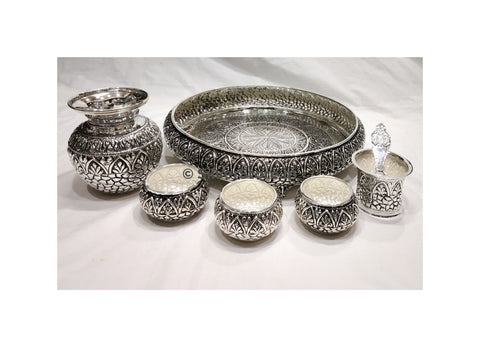 Silver Poojs Set - 925 Pure Silver Pooja Thali