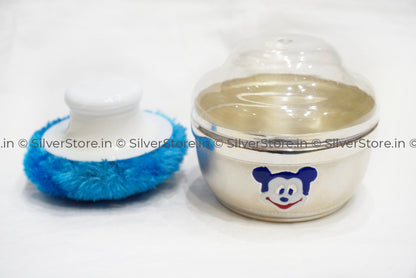 Silver Powder Box For Baby - With Puff Bis Hallmarked Gifts