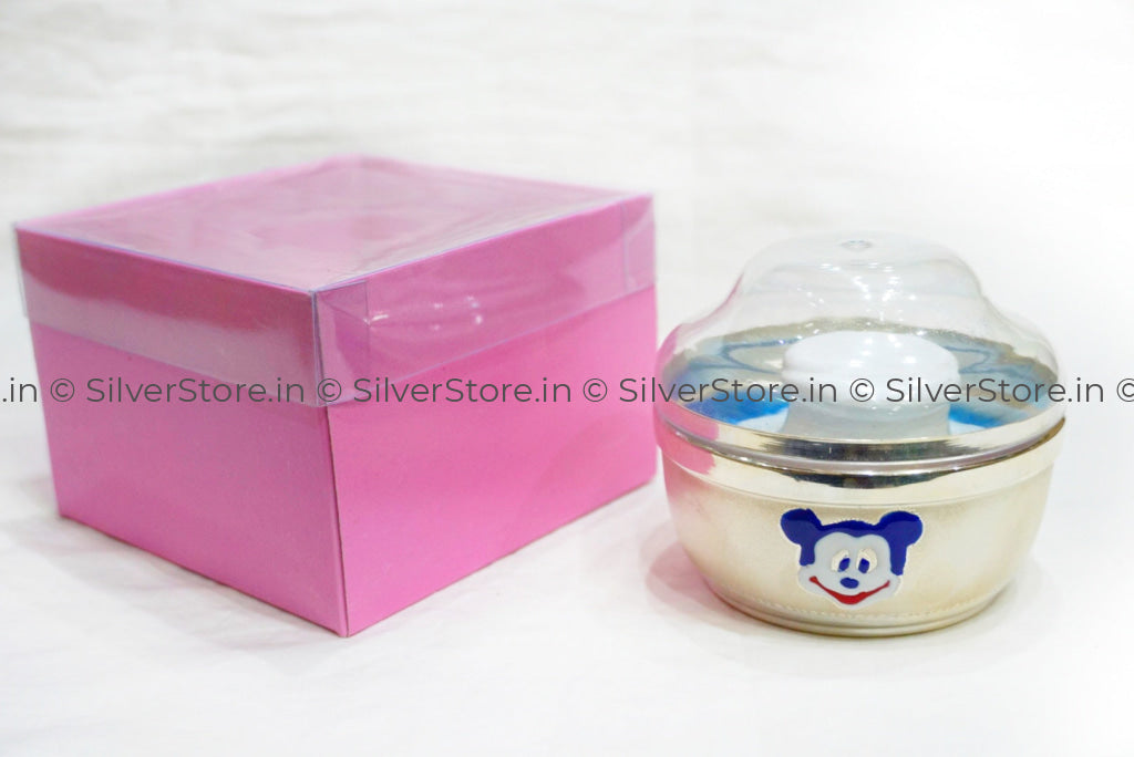 Silver Powder Box For Baby - With Puff Bis Hallmarked Gifts